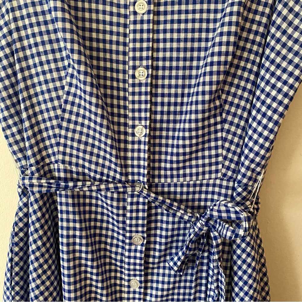 Be by Chetta B. Gingham Button Up Tie Waist A-Line Sleeveless Dress - Picture 3 of 12